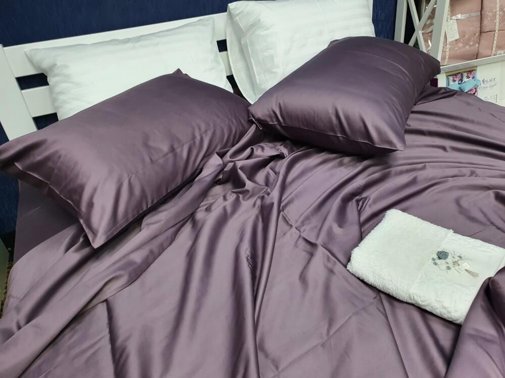 однотонное постельное белье сатин баклажан фото 1