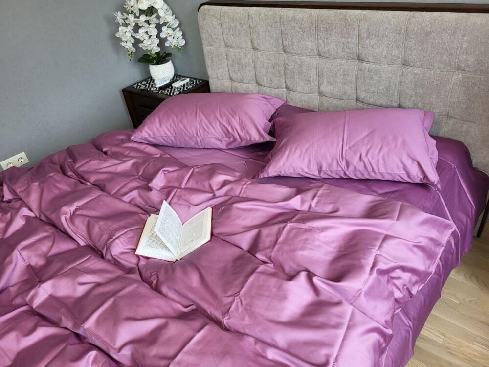 однотонное постельное белье сатин сиреневого цвета фото 1