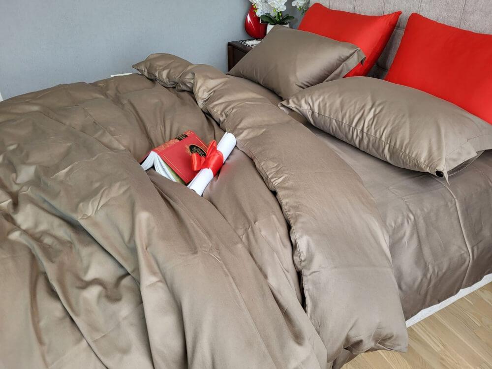 однотонное постельное белье сатин мокко фото 1