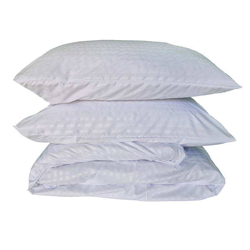 біла постільна білизна мікрофібра страйп у смужку як у готелі фото 1