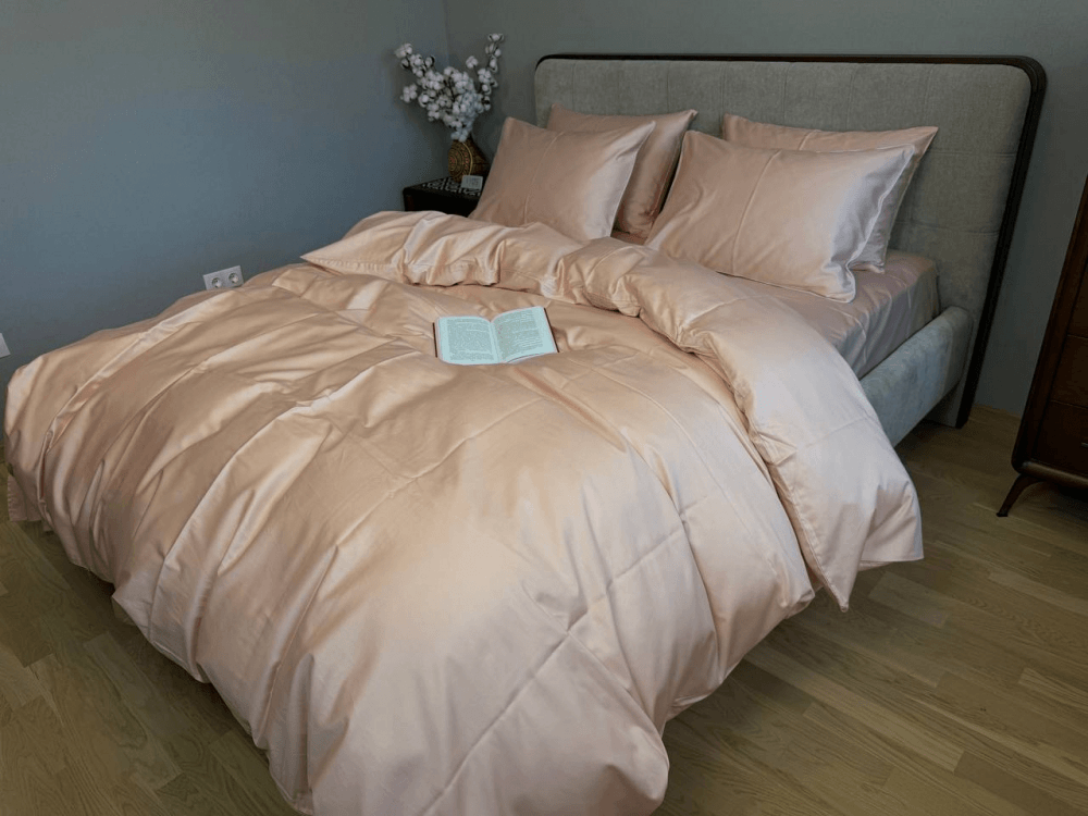 постельное белье сатин пудрового персикового цвета фото 1