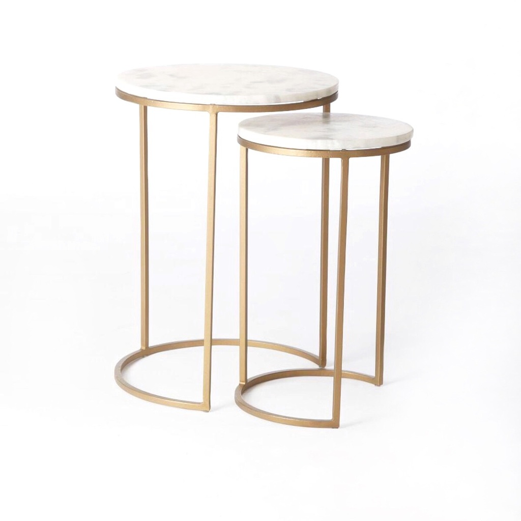 Сет столиков. Приставной столик Side Table Noah Antique Brass 2300254. Журнальный столик Side Table Crane Gold 2300159. Журнальный столик Round Nesting Coffee Table. Приставной столик (сет из 2-х) Side Table Astra Set of 2 113933, шт.