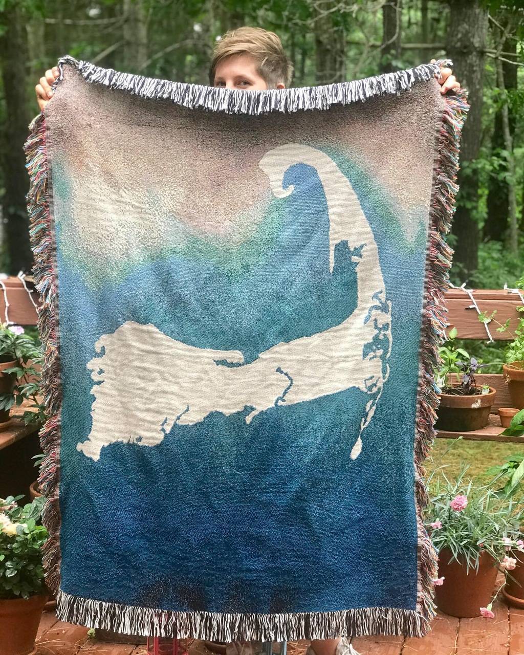 Blankets > Jacquard Woven Cotton Throw Blanket Cape Cod in the Wave Buy  from e-shop