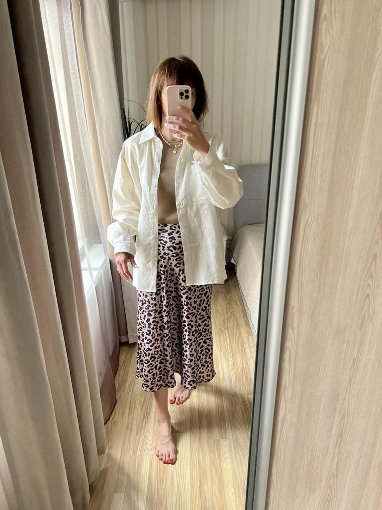 Лляна сорочка айворі вільного крою