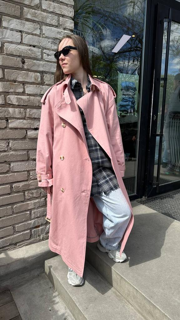 Тренч oversize рожевий