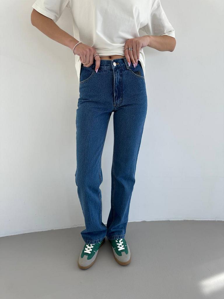 Джинси прямі з синього деніму