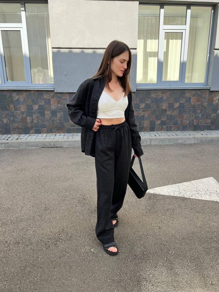 Брюки лляні чорні