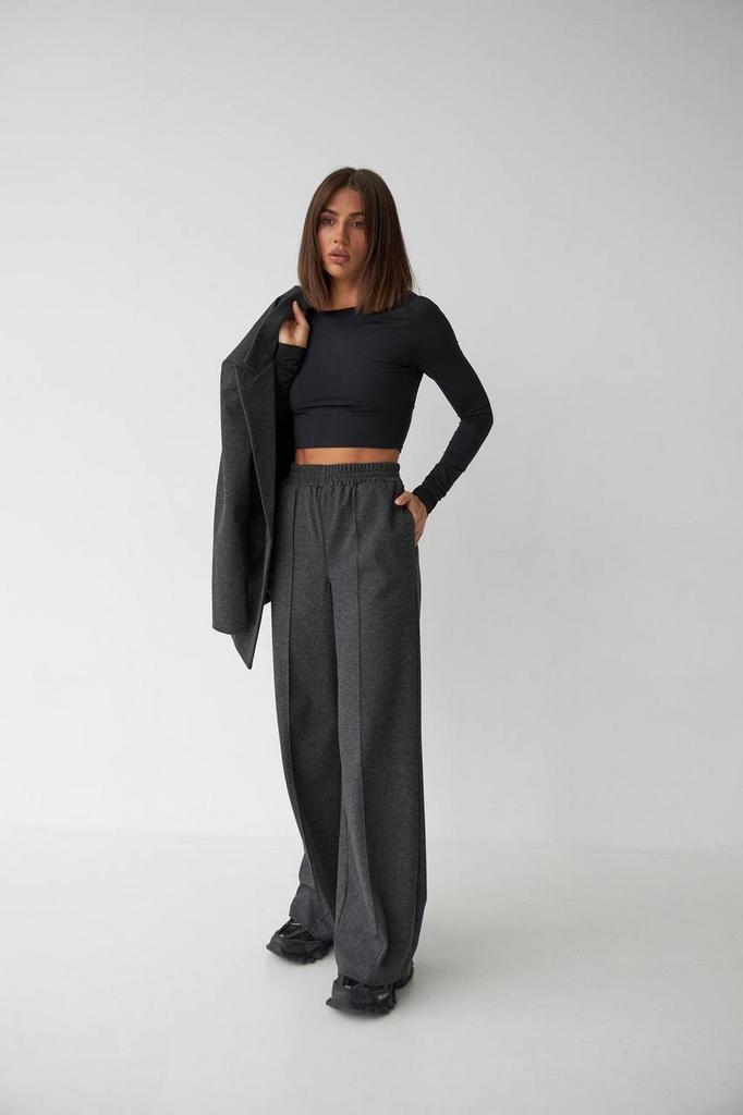 Брюки графітові з вистрочкою з додаванням кашеміру