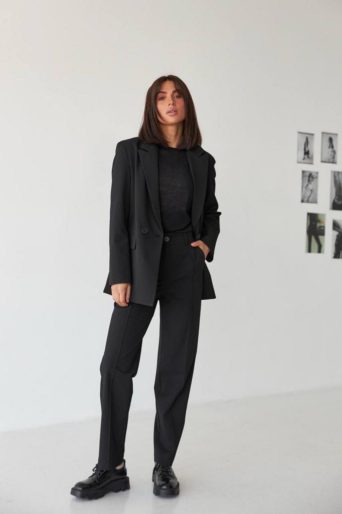 Брюки  чорні прямі з вистрочкою