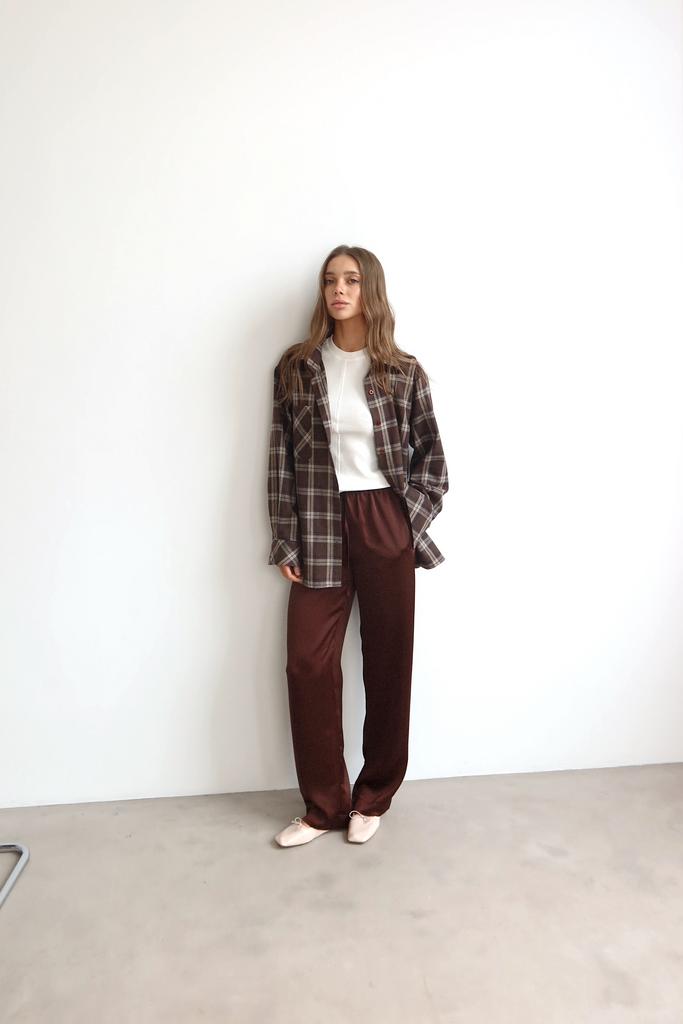 Сорочка шоколадна  в клітинку