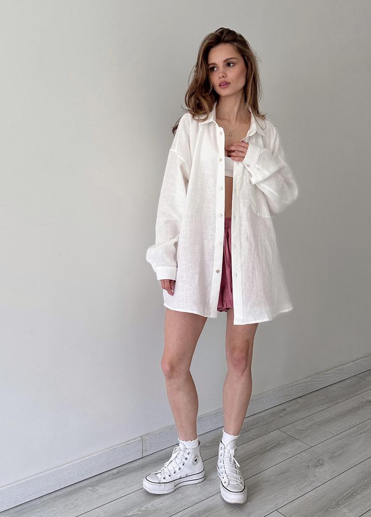 Лляна сорочка айворі oversize