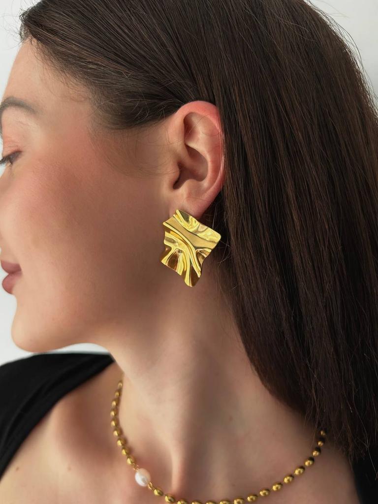 Сережки фактурні в позолоті