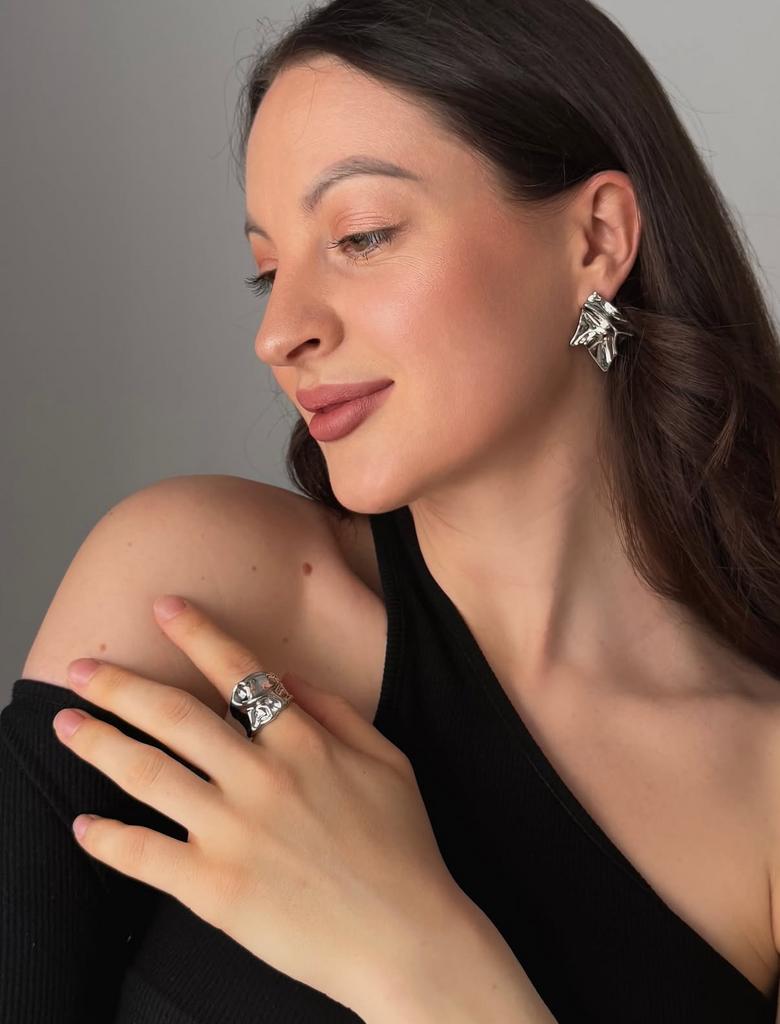 Сережки фактурні в сріблі