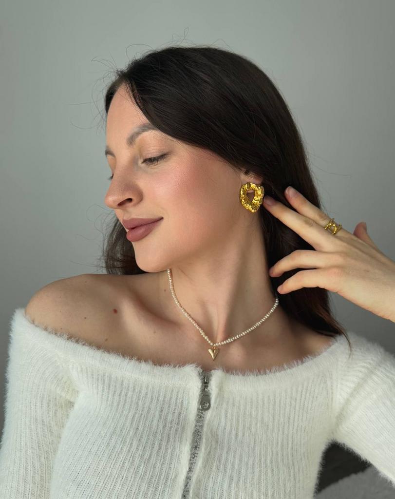 Сережки круглі рельєфні в позолоті