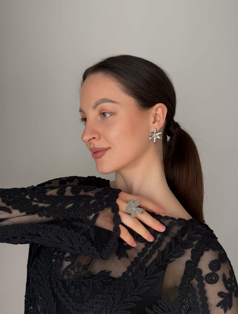 Сережки квіти в сріблі