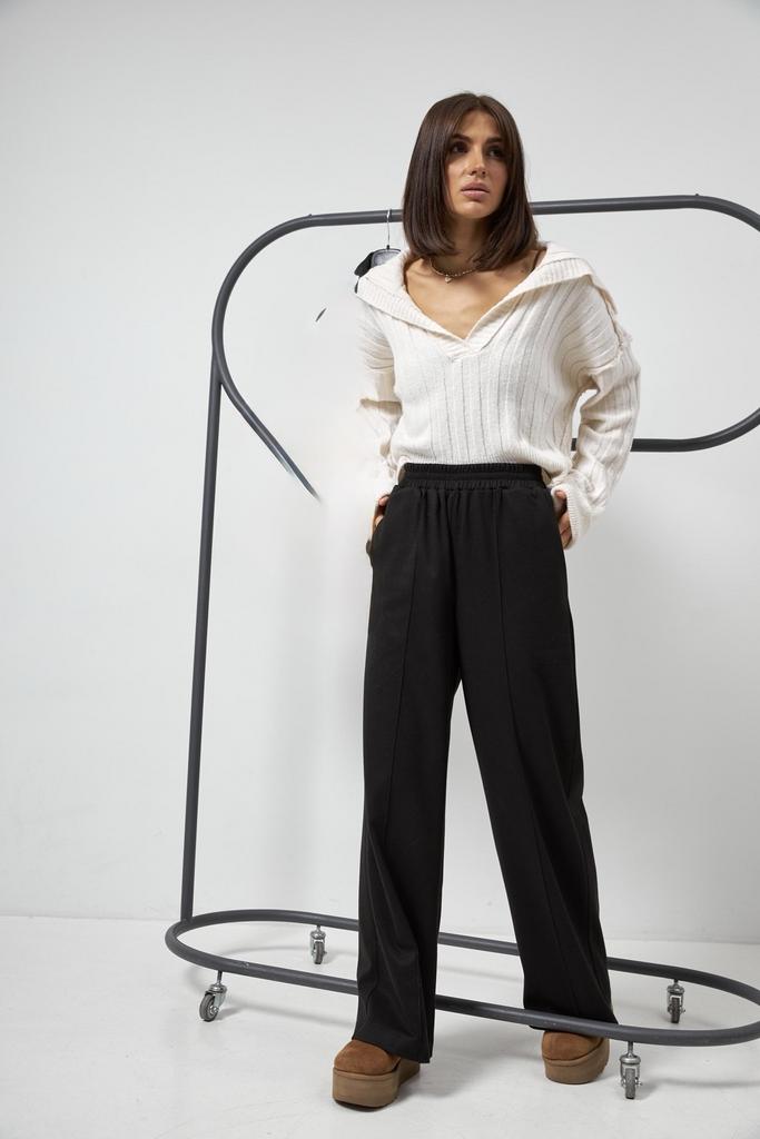 Брюки чорні з вистрочкою з додаванням кашеміру