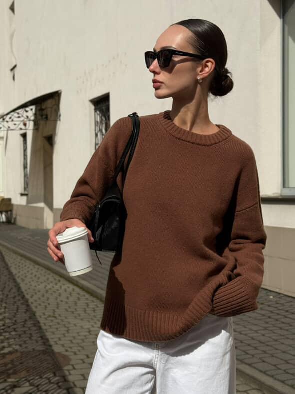 Светр мокко із мериносової вовни