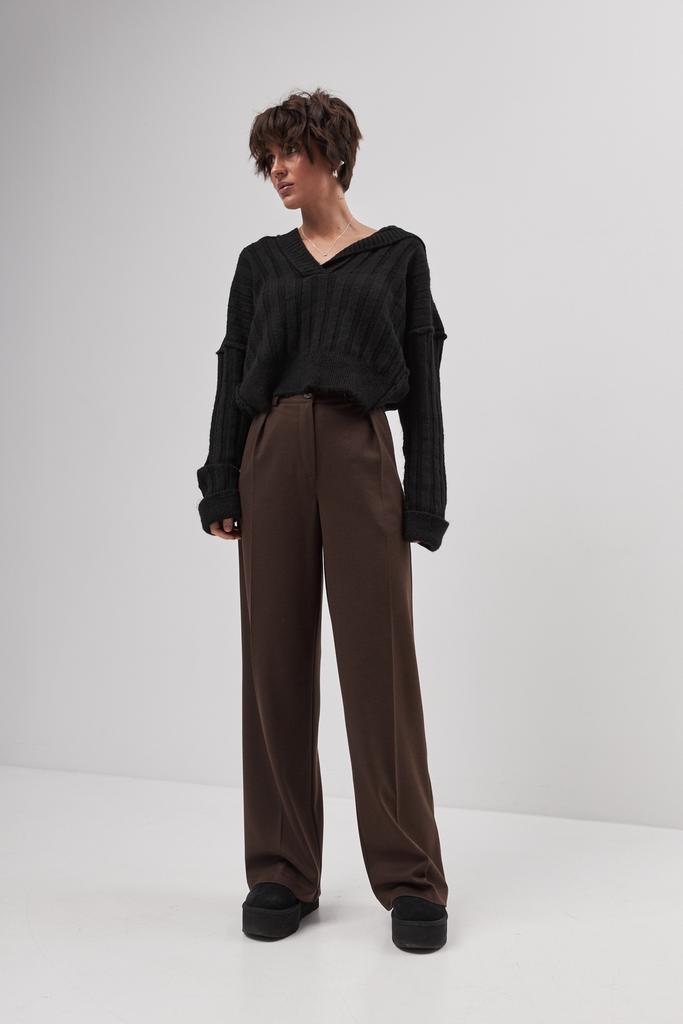 Брюки  в кольорі шоколад з додаванням вовни