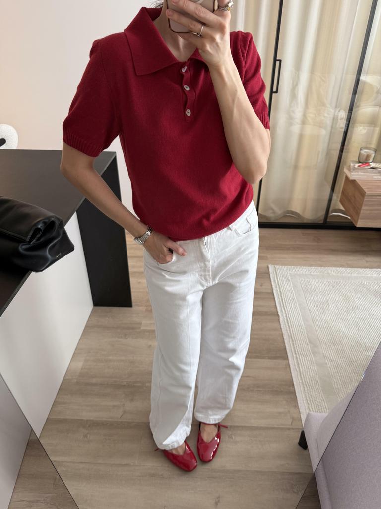Поло у кольорі бургунді з додаванням кашеміру