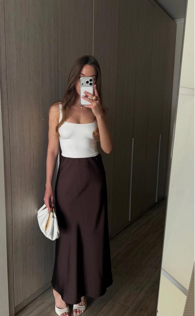 Спідниця сатинова шоколадна