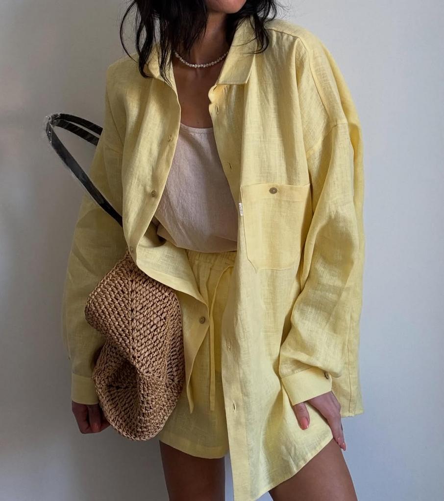 Лляна сорочка лимонна oversize