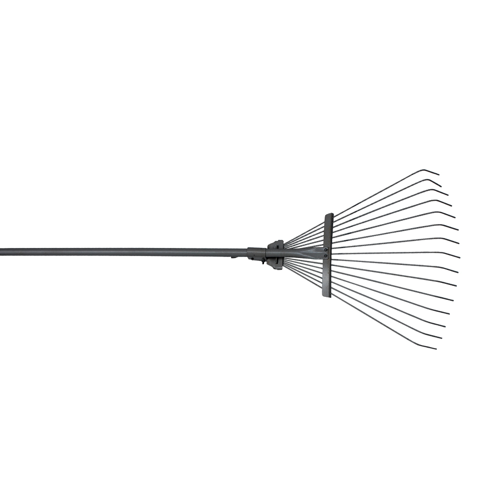 Грабли веерные с металлической ручкой проволочные серые раздвижные L-1000