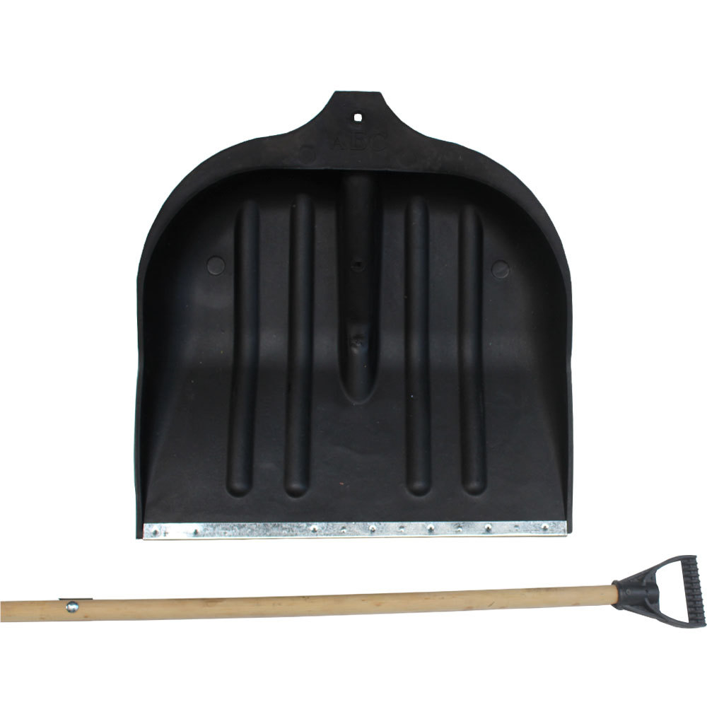 Лопата пластик для снега АВС черная с ручкой и держаком