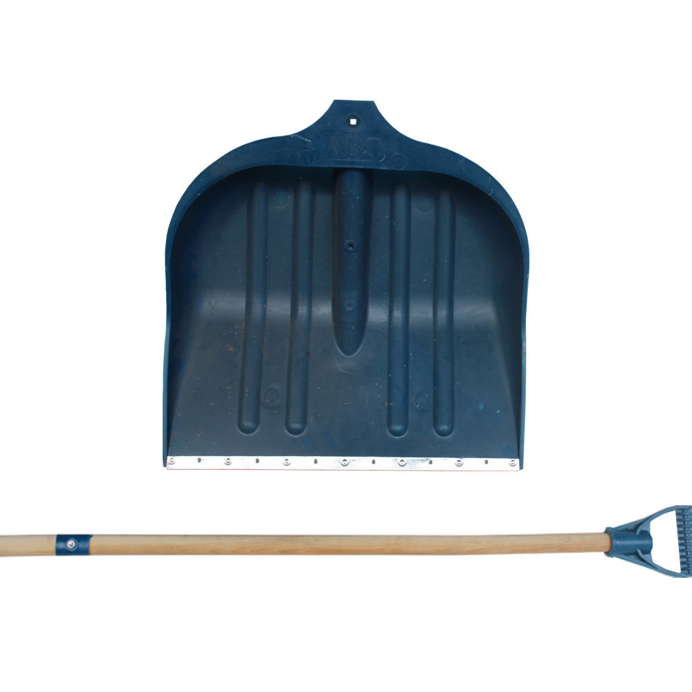 Лопата пластик для снега АВС синяя с ручкой и держаком