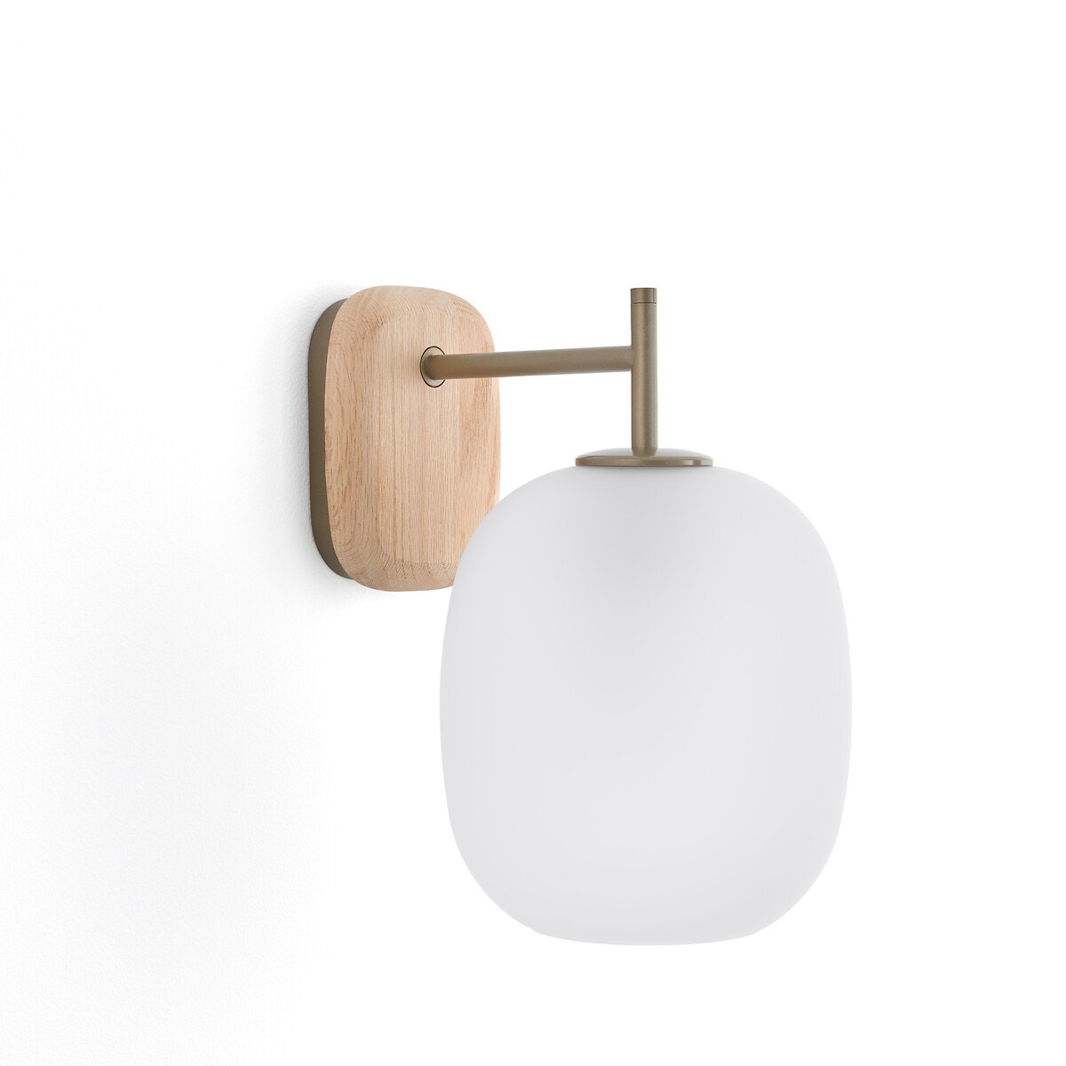 Бра из дуба, металла и белого стекла