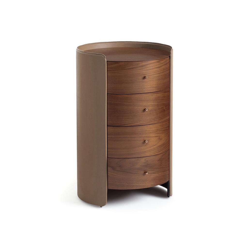 Комод-тумба из орехового дерева и кожи