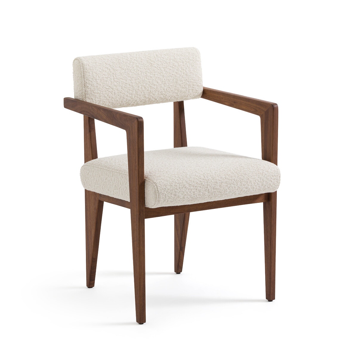 Кресло обеденное из орехового дерева и буклированной ткани