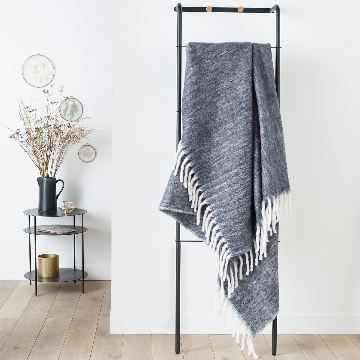 Плед теплый сине-серый