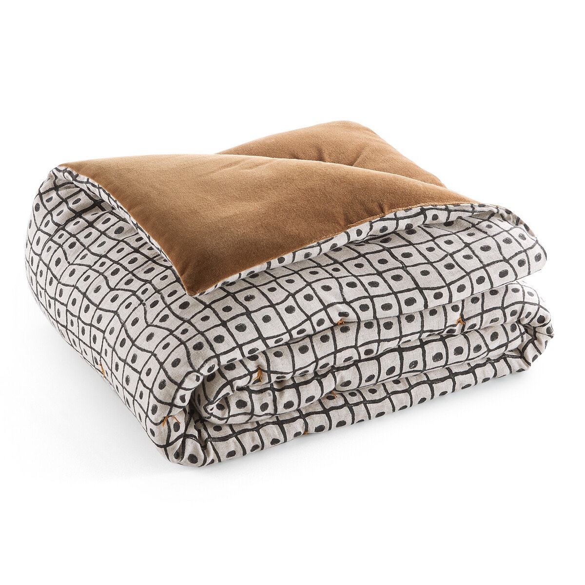 Покрывало 100% лен с принтом