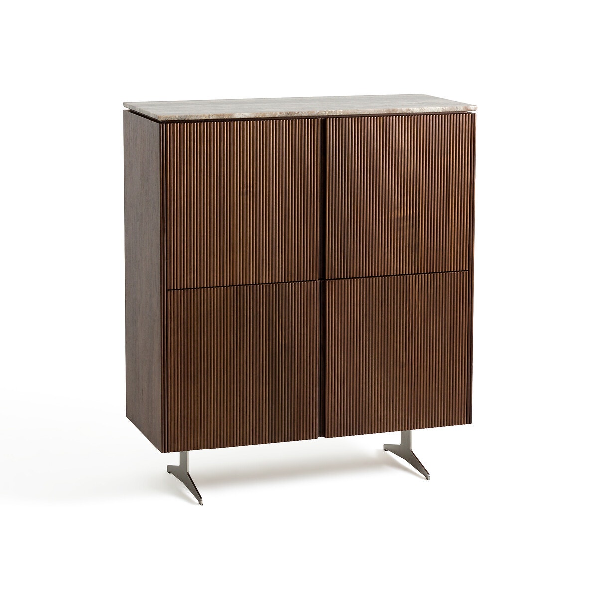 Барный шкаф из орехового дерева и травертина