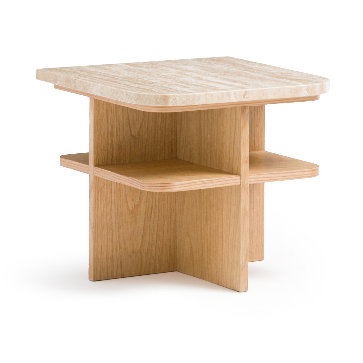 Тумба прикроватная из шпона дуба и травертина