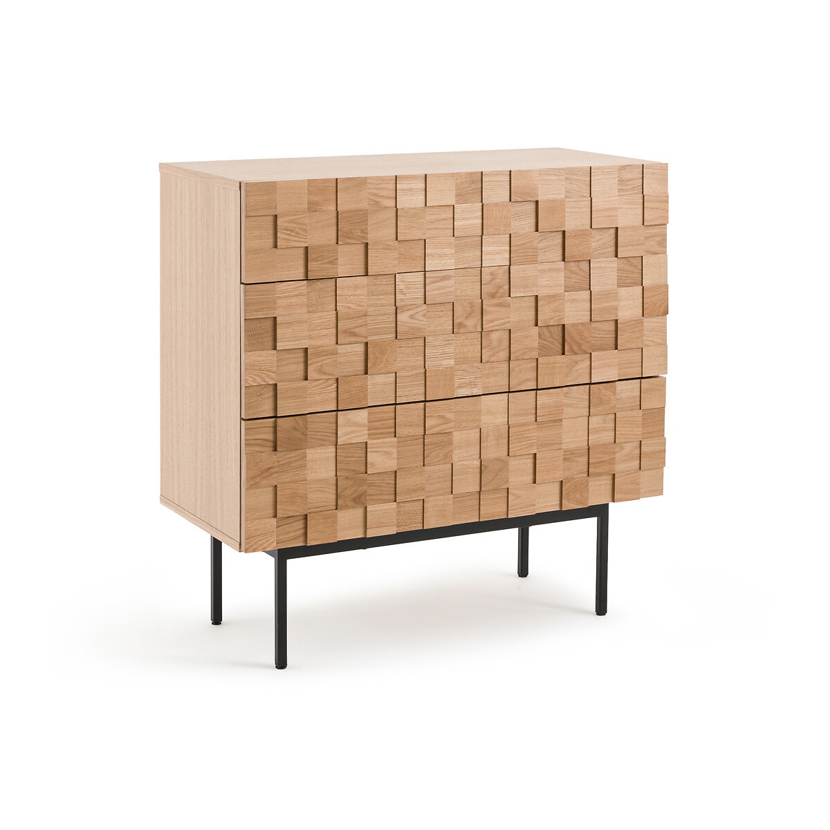 Комод с тремя ящиками из шпона дуба