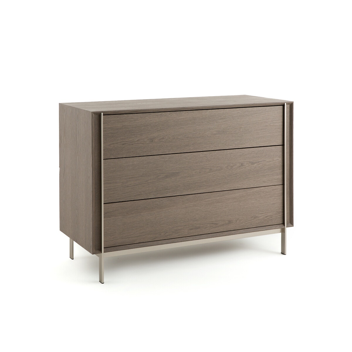 Комод из серого дуба и металла под глянцевый никель