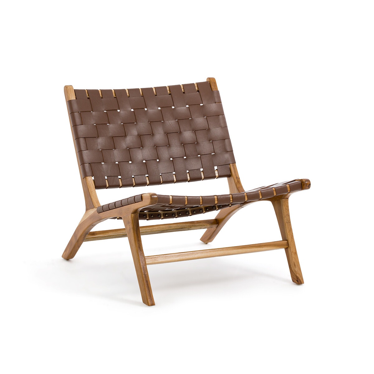 Кресло-лаунж из тика и кожи