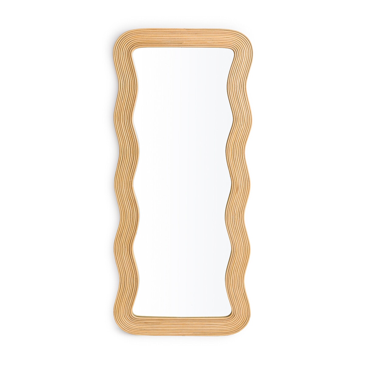 Зеркало волнистой формы с отделкой из ротанга В180 см