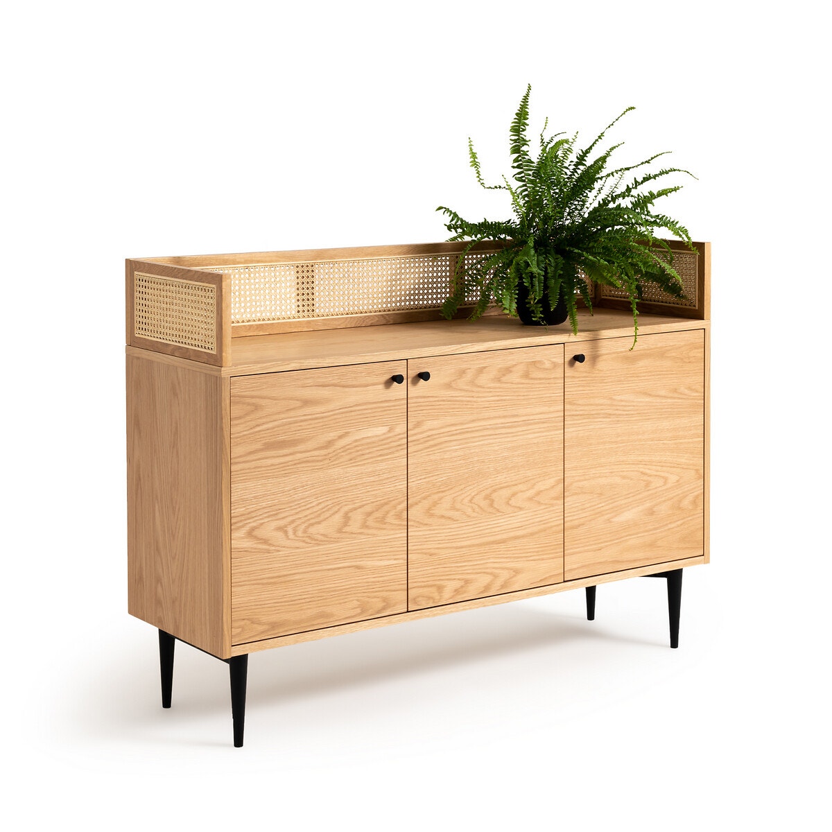 Буфет из массива дуба и плетеного ротанга