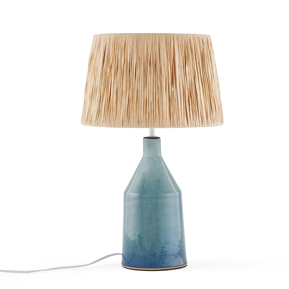 Настольная лампа из керамики и рафии