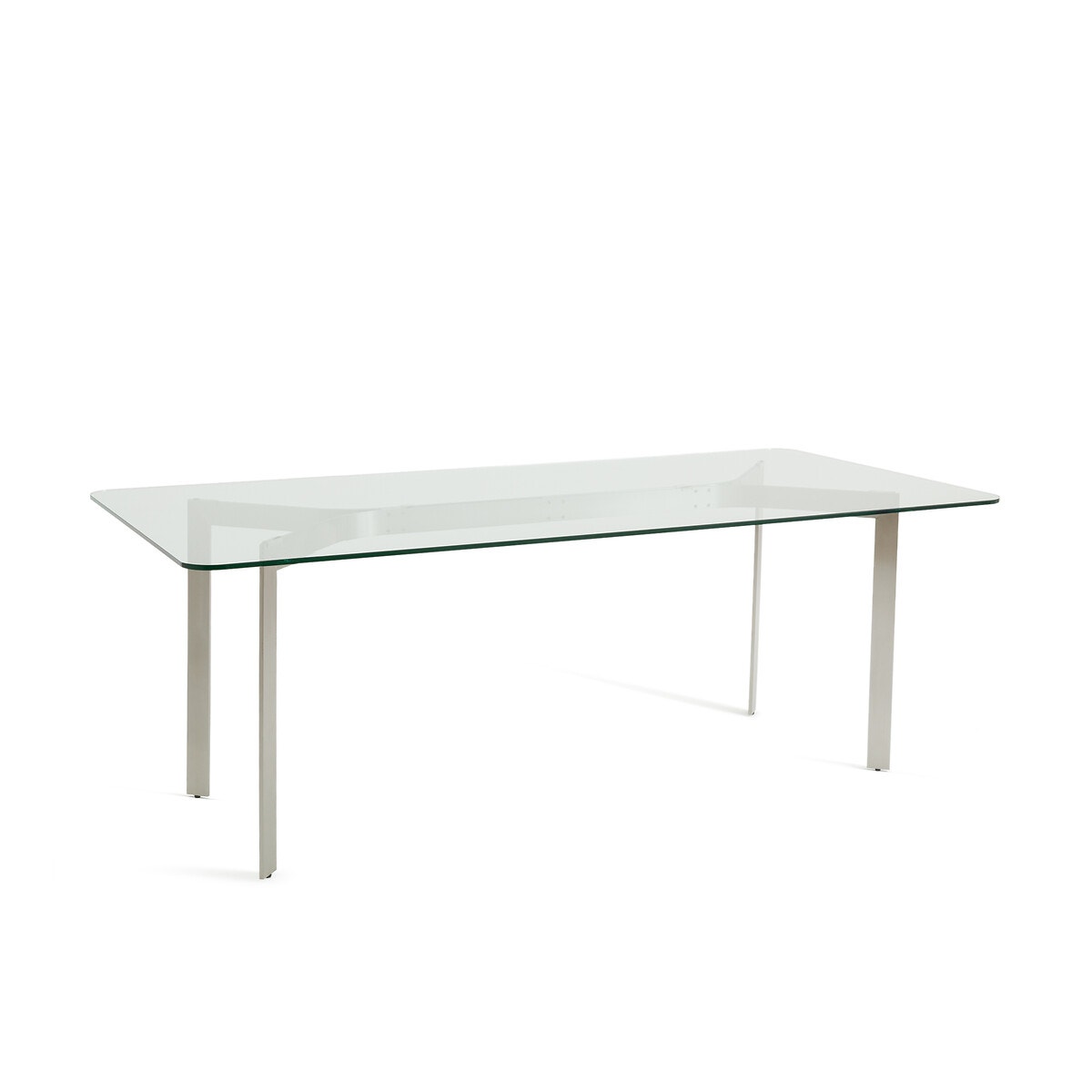 Стол из закаленного стекла и стали / глянцевого никеля