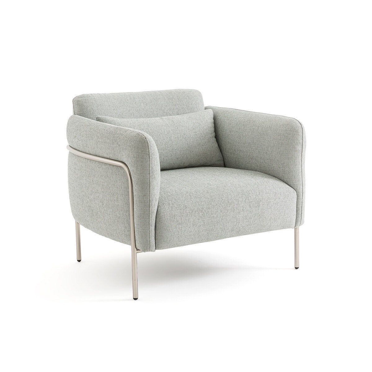 Кресло из рифленой ткани и металла под глянцевый никель