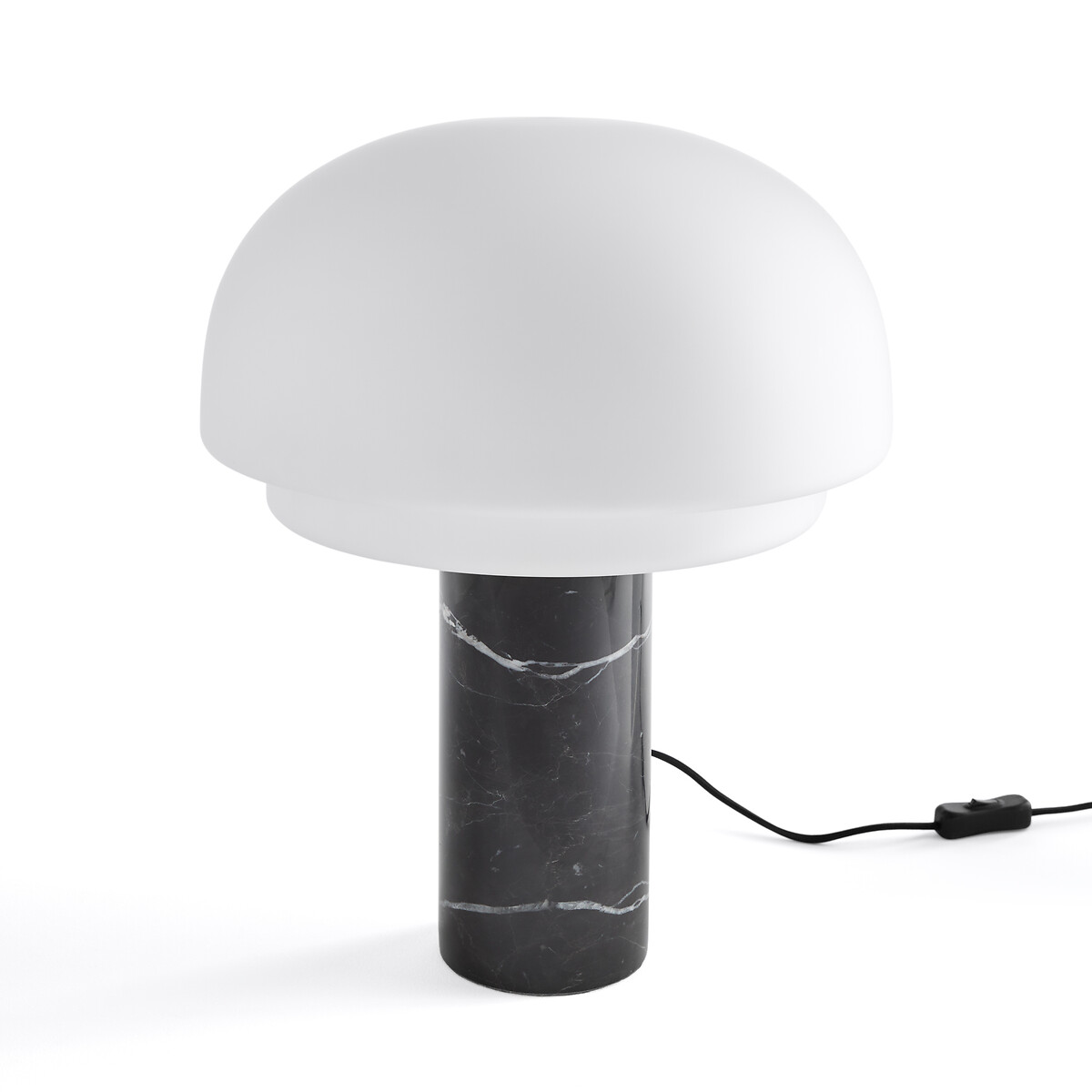 Лампа настольная из опалинового стекла и мрамора