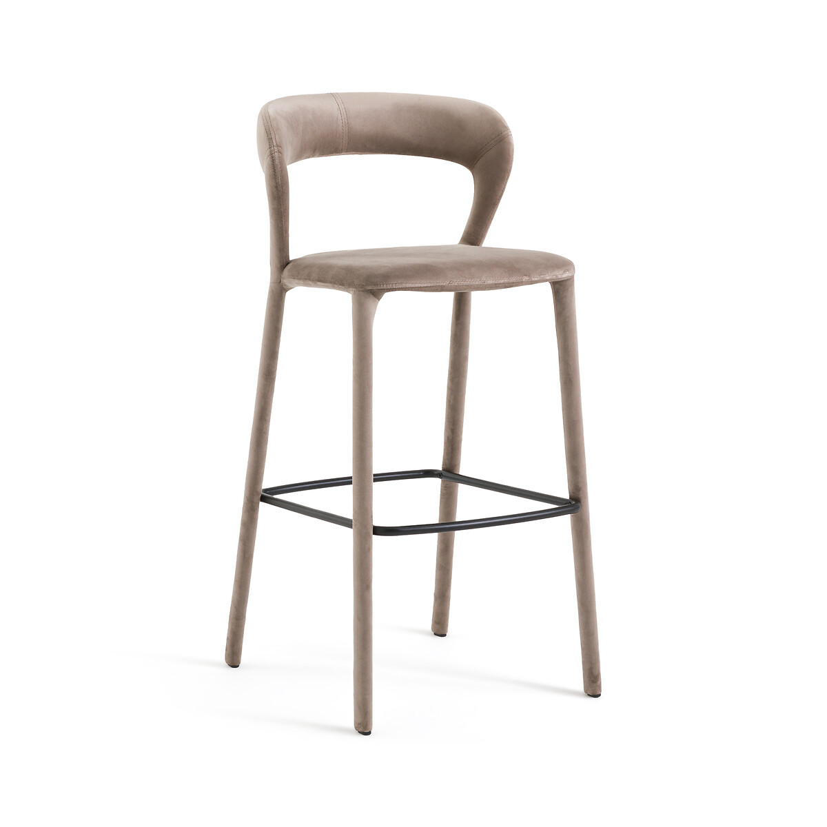 Стул барный из велюра (серый)