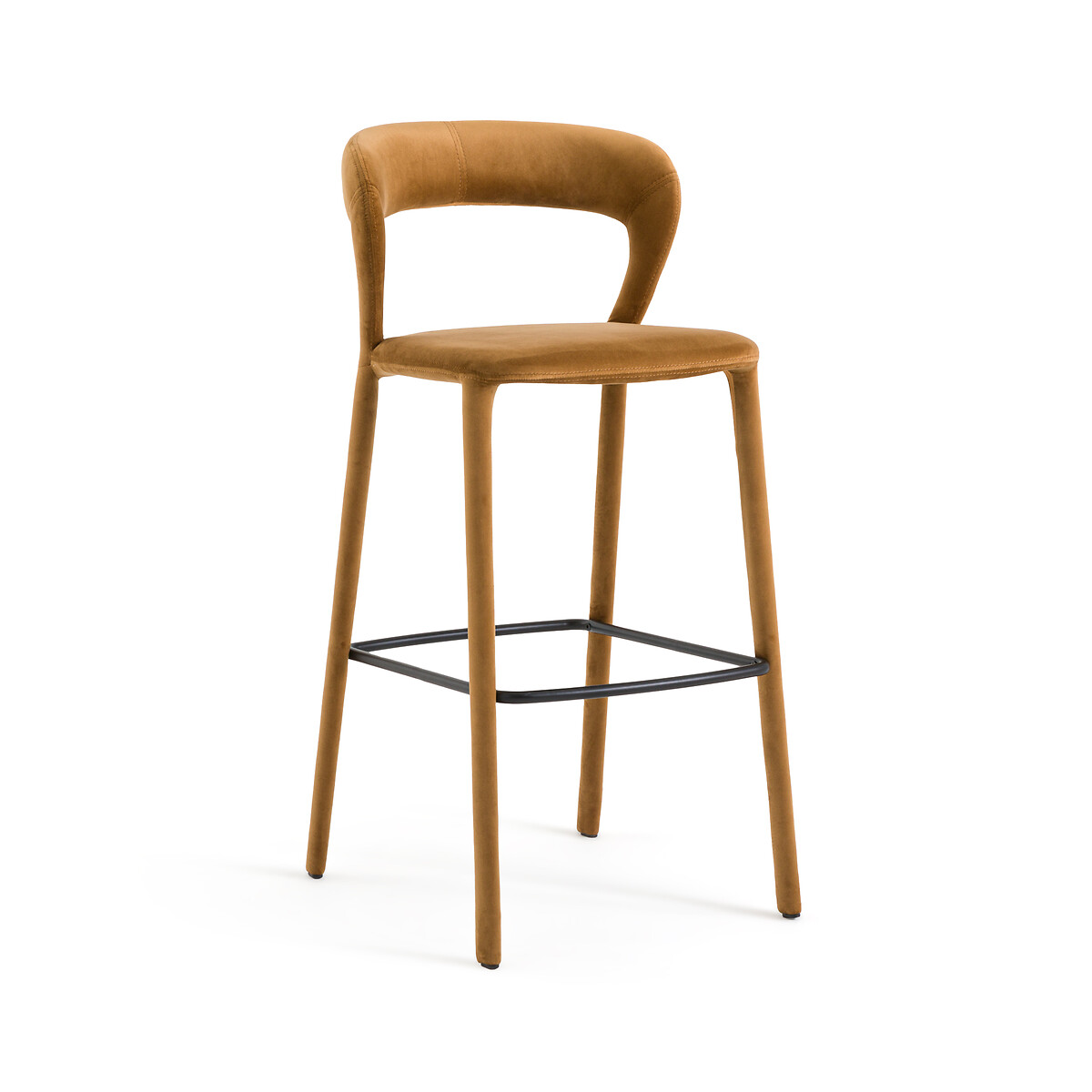 Стул барный из велюра (охра)