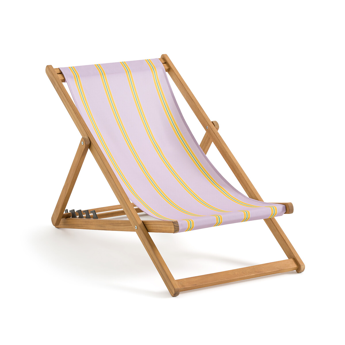 Шезлонг из акации и ткани (розовый)