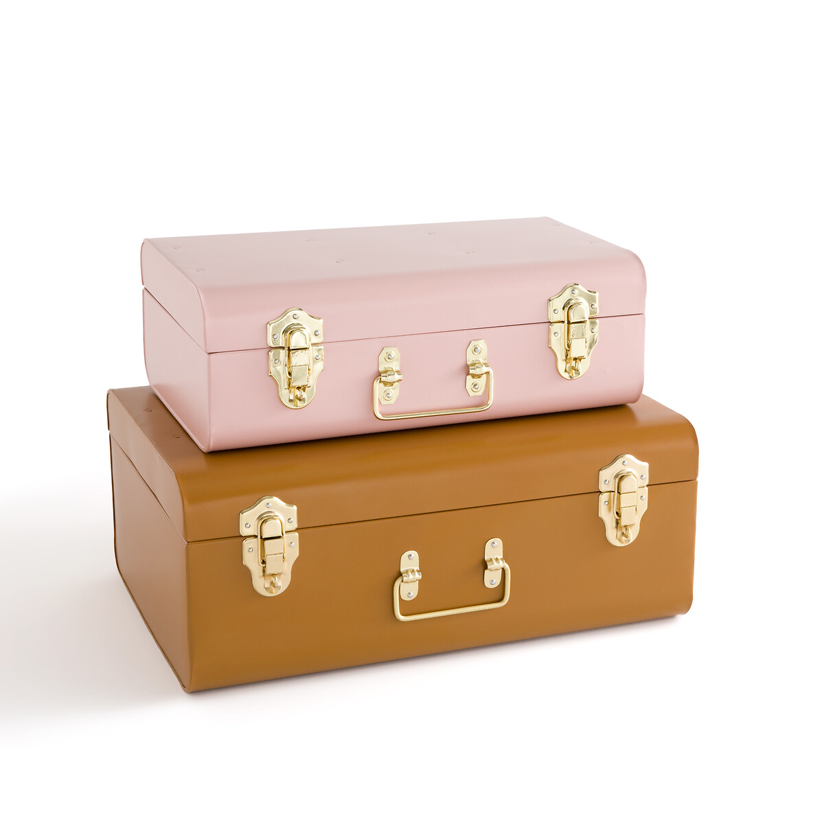 Комплект из двух чемоданчиков из металла (розовый)