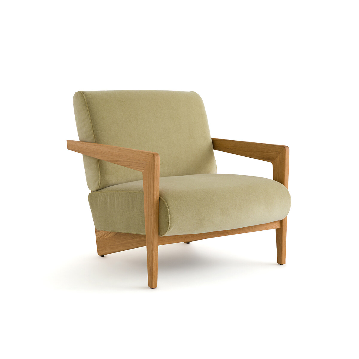 Кресло из массива дуба с обивкой велюром