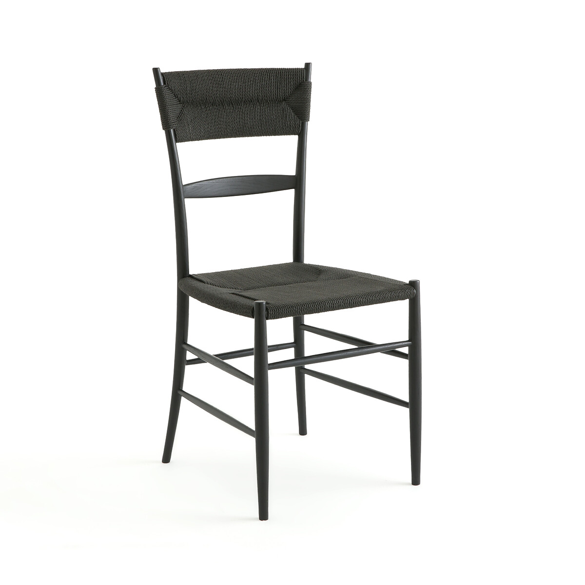 Стул из массива дуба и бумажного шнура (черный/экрю)